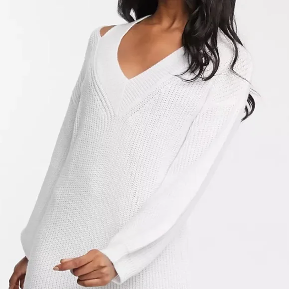 ASOS | Dresses | Asos Design Cut Out V Neck Sweater Dress | Poshmark